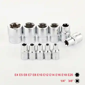 Walmart 11pcs 1/4 3/8 Torx Star Socket Set E Type Sockets Wrench Head Auto Repair Tool offer