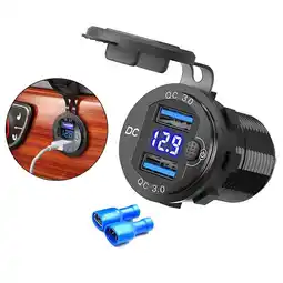 Walmart fengchenda USB Car Charger Double for QC3.0 PD Port With Voltmeter Outlet Socket for 12V offer