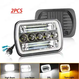 Walmart 5x7 7x6 H4 LED Headlight Halo Projector Hi-Lo Beam For Chevy Corvette C4 1984-96 offer