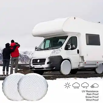 Walmart BLNVKOP Tire Covers For RV Wheel 2 Pack Silvers Sun Protectors For Motorhome Boating Trailer Van offer