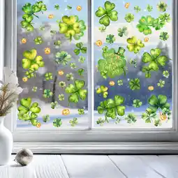 Walmart KCGYNP St. Patrick's Day Window Stickers,23.2x15.7in,Green Leaf,Wall Decoration offer