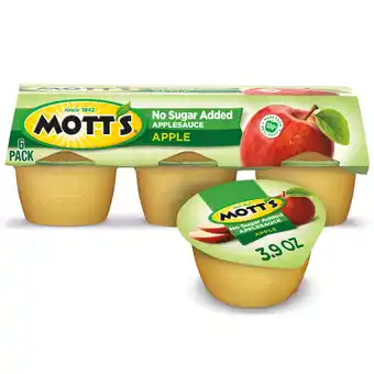 Walmart Mott's No Sugar Added Applesauce, 3.9 Ounce Cups, 6 Count offer