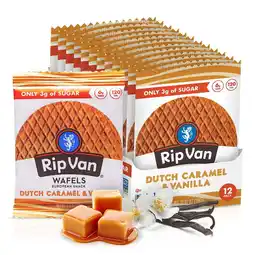 Walmart Rip Van Wafels Dutch Caramel & Vanilla Stroopwafels, Baked Snack, Non-GMO, Low Sugar (3g), 12 Count offer