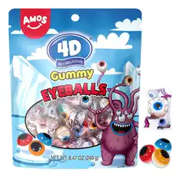 Walmart AMOS Gummye Eyeballs Shaped Candy, Perfect Treat for Kids for Halloween Parties 8.47Oz40 Count offer