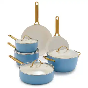 Walmart GreenPan Reserve Ceramic Nonstick 10-Piece Cookware Set | Sky Blue offer