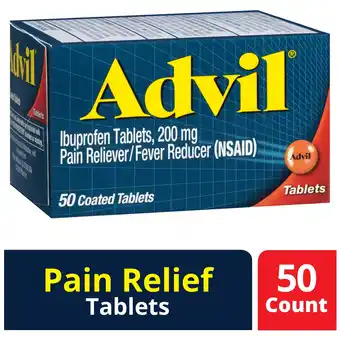 Walmart Advil Pain Relievers and Fever Reducer Coated Tablets, 200 Mg Ibuprofen, 50 Count offer