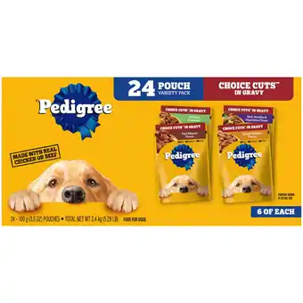 Walmart Pedigree Choice Cuts In Gravy Adult Soft Wet Dog Food Variety Pack, 3.5 Oz Pouches (24 Pack) offer