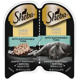 Walmart Sheba Wet Cat Food Cuts in Gravy with Sustainable Tuna, 2.6 oz Perfect Portions Twin-Pack Tray offer