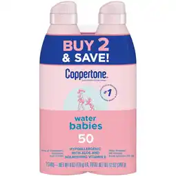 Walmart Coppertone Water Babies Sunscreen Spray, Infant, SPF 50, 2 Cans, 12 oz offer