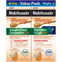 Walmart Robitussin Max Strength Cough Congestion DM and Cold Medicine, Honey Syrup, 4 fl oz, 2 Pack offer