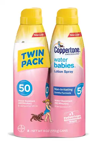 Walmart Coppertone WaterBABIES Sunscreen Spray SPF 50, Twin Pack (6 oz each) offer