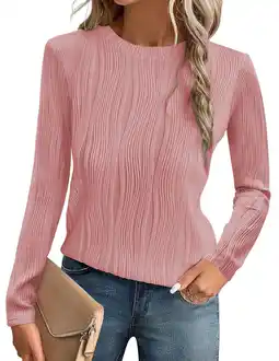 Walmart MOSHU Textured Blouses for Women Crewneck Dressy Womens Tops Casual Long Sleeve Fall Shirts offer