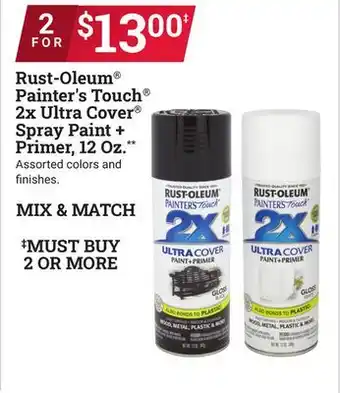 Ace Hardware Rust-Oleum Painter's Touch 2x Ultra Cover Spray Paint + Primer, 12 Oz offer