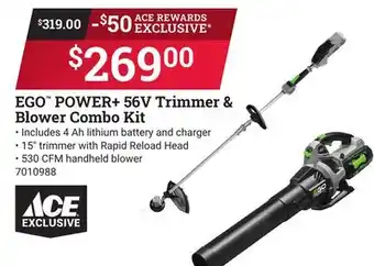 Ace Hardware EGO POWER + 56V Trimmer & Blower Combo Kit offer