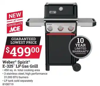 Ace Hardware Weber Spirit E‑325 LP Gas Grill offer