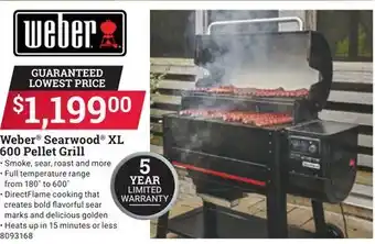 Ace Hardware Weber Searwood XL 600 Pellet Grill offer