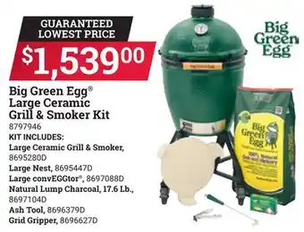 Ace Hardware Big Green Egg Large Ceramic Grill & Smoker Kit offer