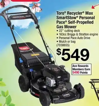 Ace Hardware Toro Recycler Max SmartStow Personal Pace Self-Propelled Gas Mower offer