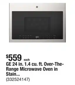 The Home Depot GE 24 in. 1.4 cu. ft. Over-The-Range Microwave Oven in Stainless Steel with Sensor Cooking offer