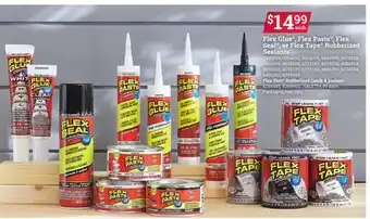 Ace Hardware Flex Glue, Flex Paste, Flex Seal, or Flex Tape Rubberized Sealants offer