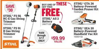 Ace Hardware STIHL GTA 26 Battery‑Powered Garden Pruner Kit offer