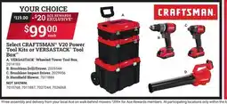 Ace Hardware CRAFTSMAN V20 Power Tool Kits or VERSASTACK Tool Box offer