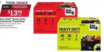 Ace Hardware Iron-Hold Heavy Duty Contractor Trash Bags offer