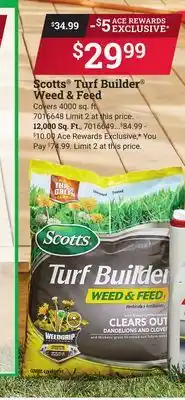 Ace Hardware Scotts Turf Builder Weed & Feed offer