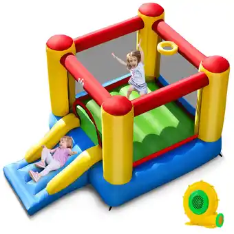 Walmart Costway Inflatable Bouncer Kids Bounce House Jumping Castle Slide with 480W Blower offer