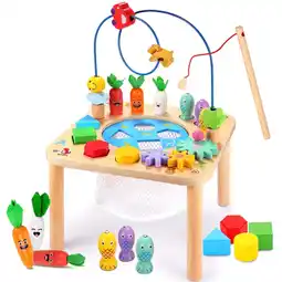 Walmart OATHX Toy Bead Maze Toddler Activity Table Wood Montessori Baby Educational Learn Toy Child 1-4 Year offer