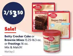 Family Dollar Betty Crocker Cake or Brownie Mixes 13.25-16.3 oz. or Frostings 16 oz offer