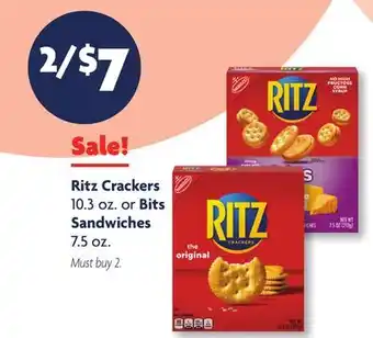 Family Dollar Ritz Crackers 10.3 oz. or Bits Sandwiches 7.5 oz offer