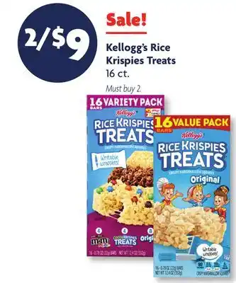 Family Dollar Kellogg's Rice Krispies Treats offer