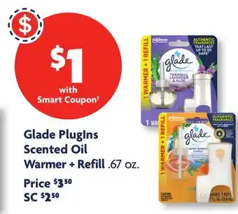 Family Dollar Glade PlugIns Scented Oil Warmer + Refill offer