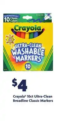 Family Dollar Crayola 10ct Ultra-Clean Broadline Classic Markers offer