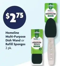 Family Dollar Homeline Multi-Purpose Dish Wand or Refill Sponges offer