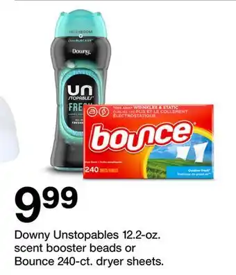 Target Downy Unstopables 12.2-oz. scent booster beads or Bounce 240-ct. dryer sheets offer