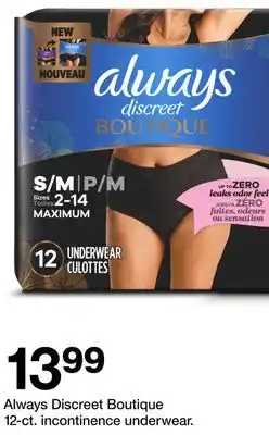 Target Always Discreet Boutique 12-ct. incontinence underwear offer