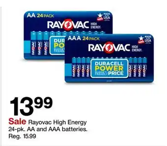 Target Rayovac High Energy 24-pk. AA and AAA batteries offer