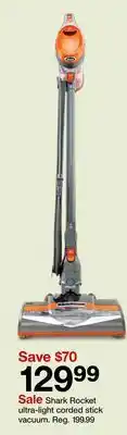 Target Shark Rocket ultra-light corded stick vacuum offer