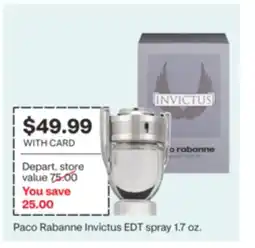 CVS Paco Rabanne Invictus EDT spray 1.7 oz offer