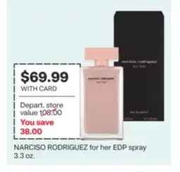 CVS NARCISO RODRIGUEZ for her EDP spray 3.3 oz offer