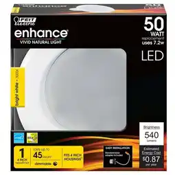 Walmart Feit Electric 3002105 7.2 watt Enhance 4 in. LED Dimmable Recessed Downlight, Bright White offer