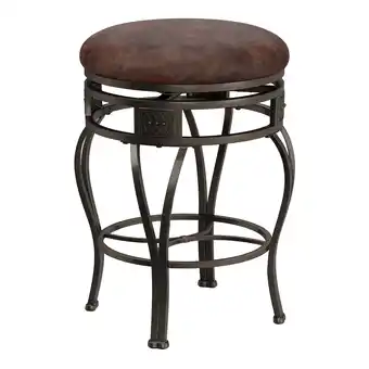 Walmart Hillsdale Furniture Montello 26 Metal Upholstered Backless Counter Height Swivel Stool, Old Steel offer