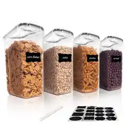 Walmart Cereal Storage Container Set of 4, Vtopmart Airtight Food Storage Containers, 135.2 fl oz, Black offer