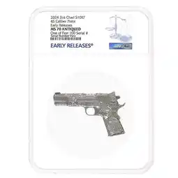 Walmart 2024 Chad 2 oz Silver .45 Caliber Pistol NGC MS 70 ER One of First 100 offer