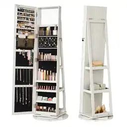 Walmart 360° Swivel Jewelry Cabinet with Full Length Mirror Modern Adult Accessory Armoire, White offer