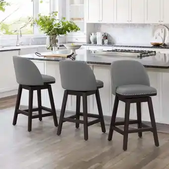 Walmart Dycanpo Swivel Bar Stools Set of 3, 26 Counter Stools with Back & Footrest for Kitchen, Gray offer