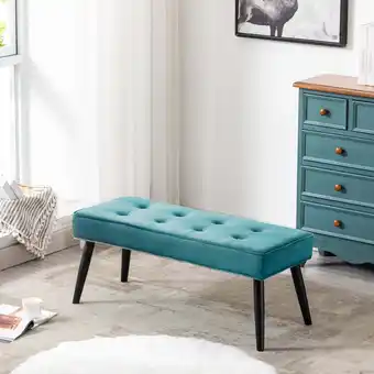 Walmart WestinTrends Velvet Tufted Bedroom Bench for Living Room & Entryway Furniture, Velvet Teal offer