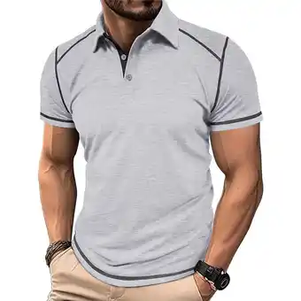 Walmart IDOPIP Men's Color Block Polo Shirts Classic Button Basic Short Sleeve Shirt Golf Stylish Tops offer